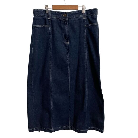 Eddie Bauer Midi Denim Pockets Skirt Size 16 - Picture 1 of 9